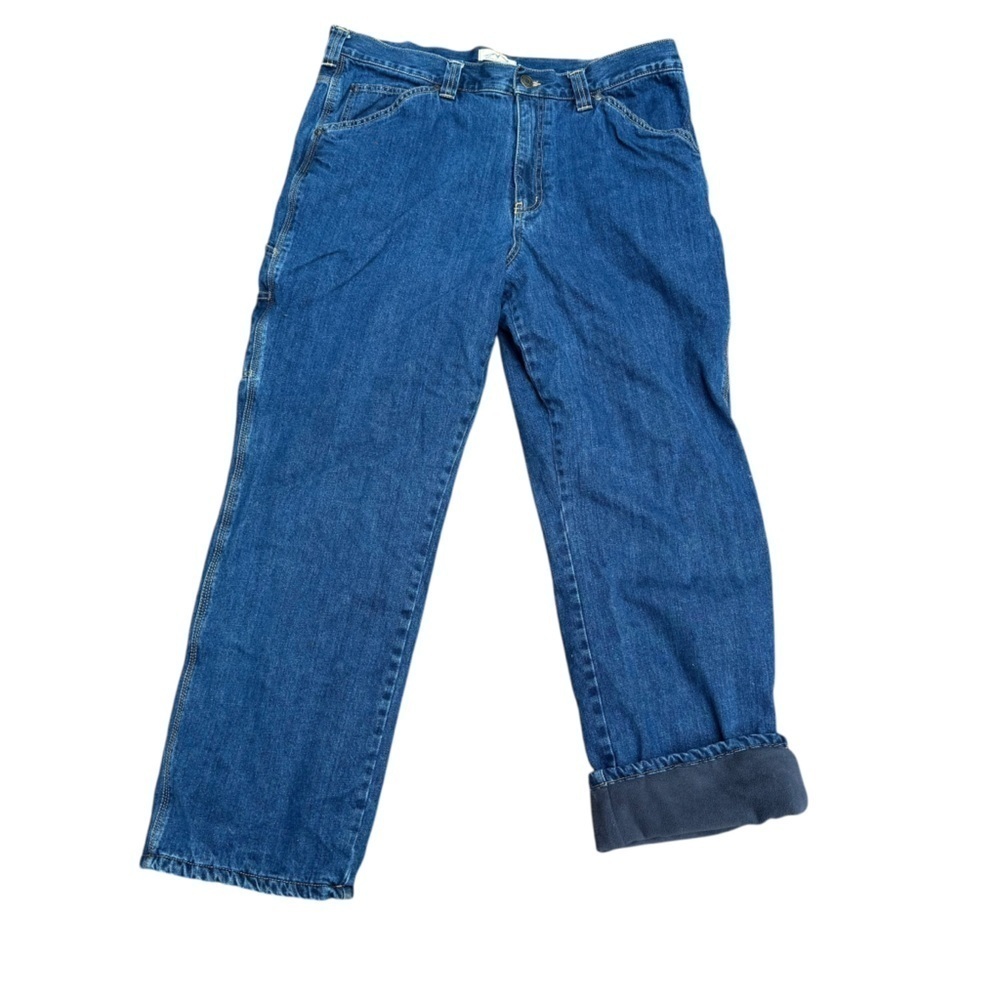 Blue Mountain Mens Fleece Lined Carpenter Painter Denim Jeans 38X32 - Picture 3 of 12